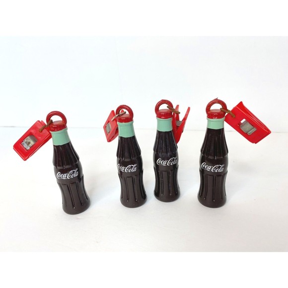 Lot of 4 Miniature 3” Coca Cola Bottle Table Cloth Clip Weights Picnic Décor - Picture 1 of 5